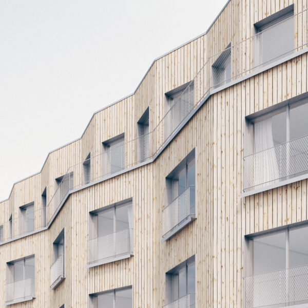 Träfasad av Campus Träbyn i Jönköping